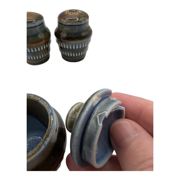 Vintage Wade Irish Porcelain Shamrock Salt & Pepper Shaker Set With Mustard Pot - Picture 6 of 14